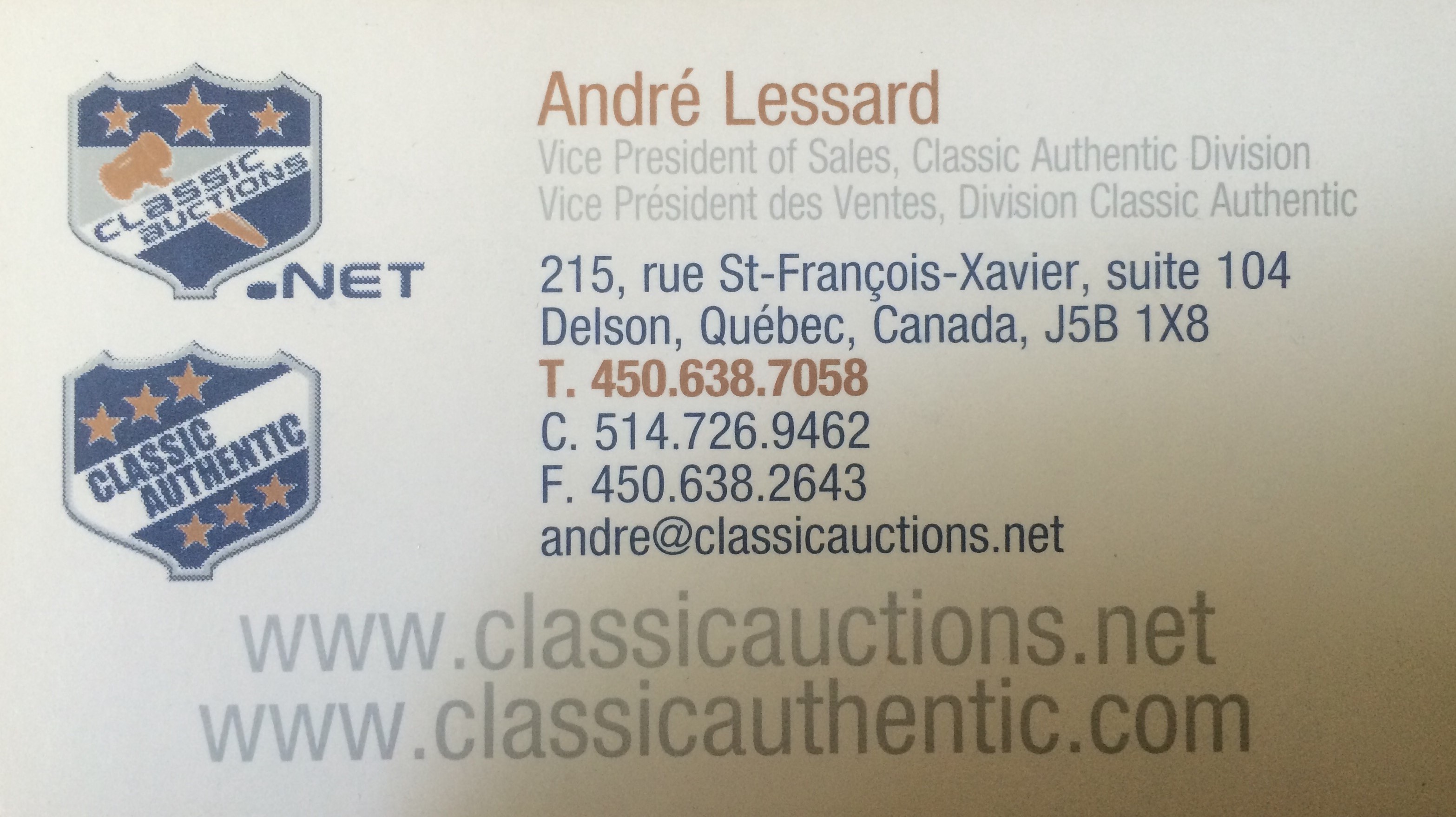 Classic Auctions, André Lessard